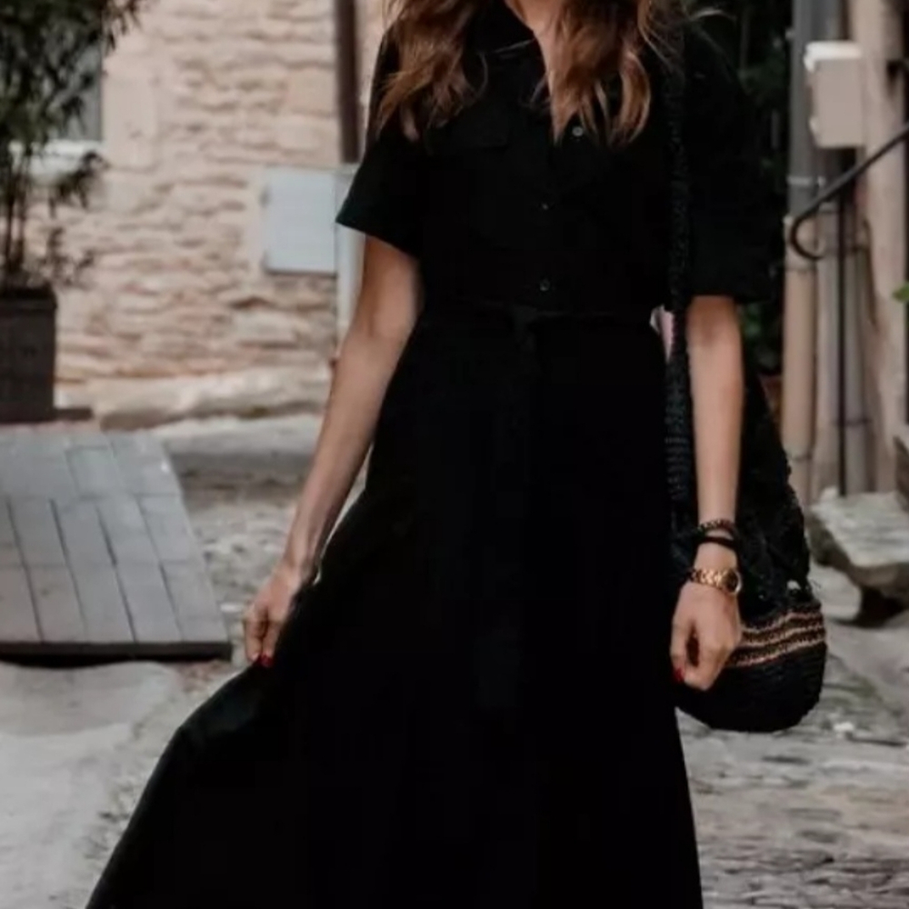 NWT ZARA EMBROIDERED BELTED MIDI SHIRT DRESS